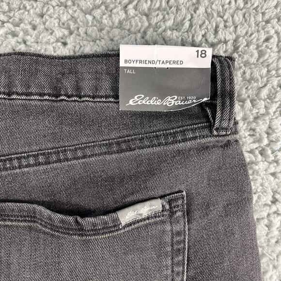 Eddie Bauer Jeans Womens T18 Black Flannel Lined Boyfriend Relaxed Stretch Denim - Picture 7 of 13